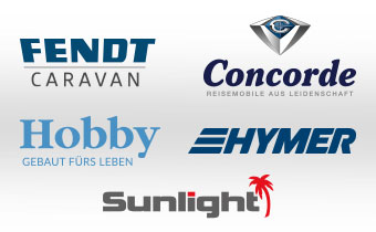 Logo's Fendt, Hobby, Hymer, Zonlicht, Condorde