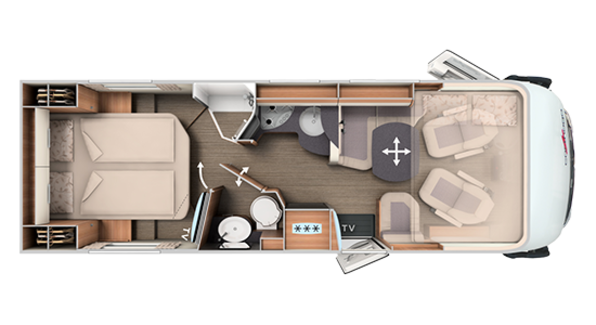 Der Grundriss des Carthago C2-Tourer I 148 RB-QB L.