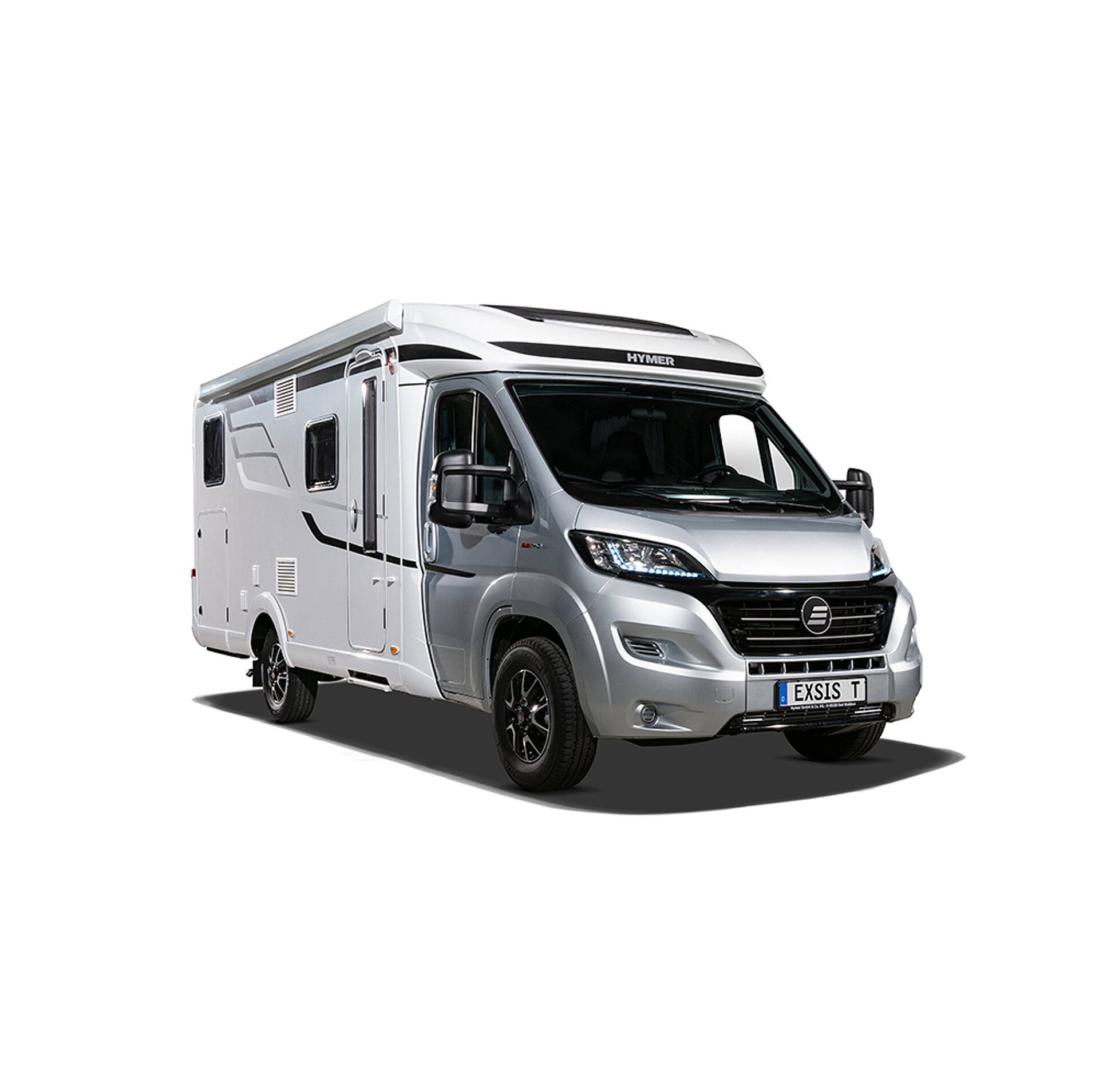 Freigestellte Ansicht eines HYMER Exsis-t Wohnmobils. 