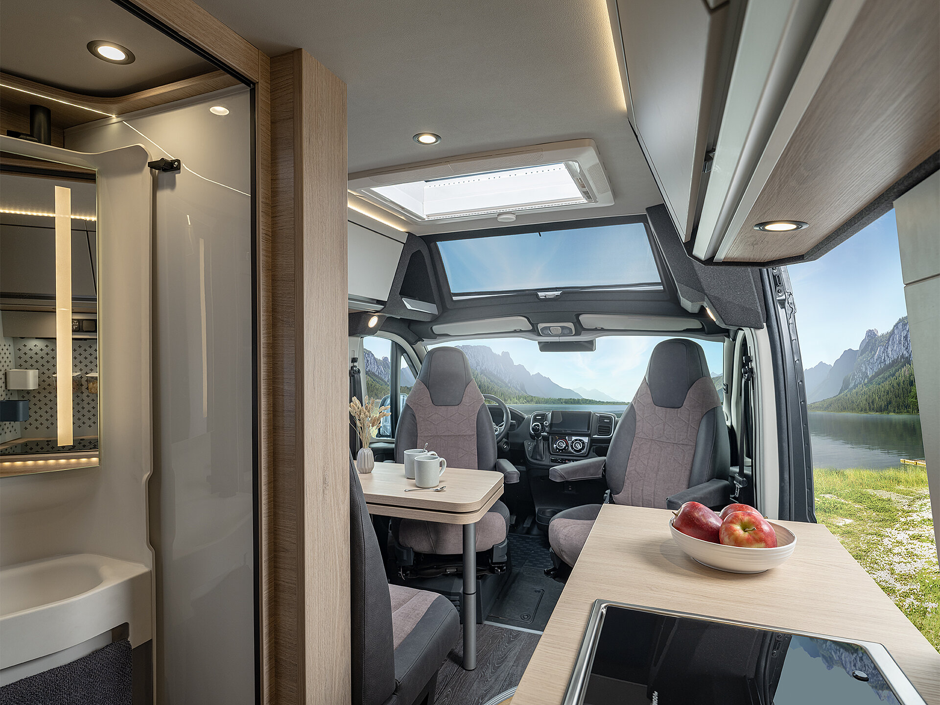 A look into the driver's cabin of the BOXTIME.