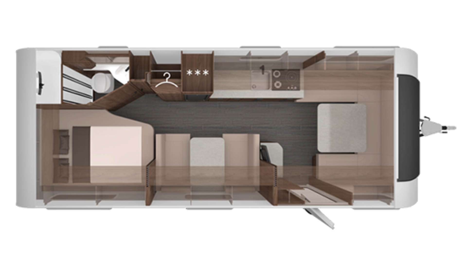 Floor plan of the Caravans NORDWIND 660 UDF.