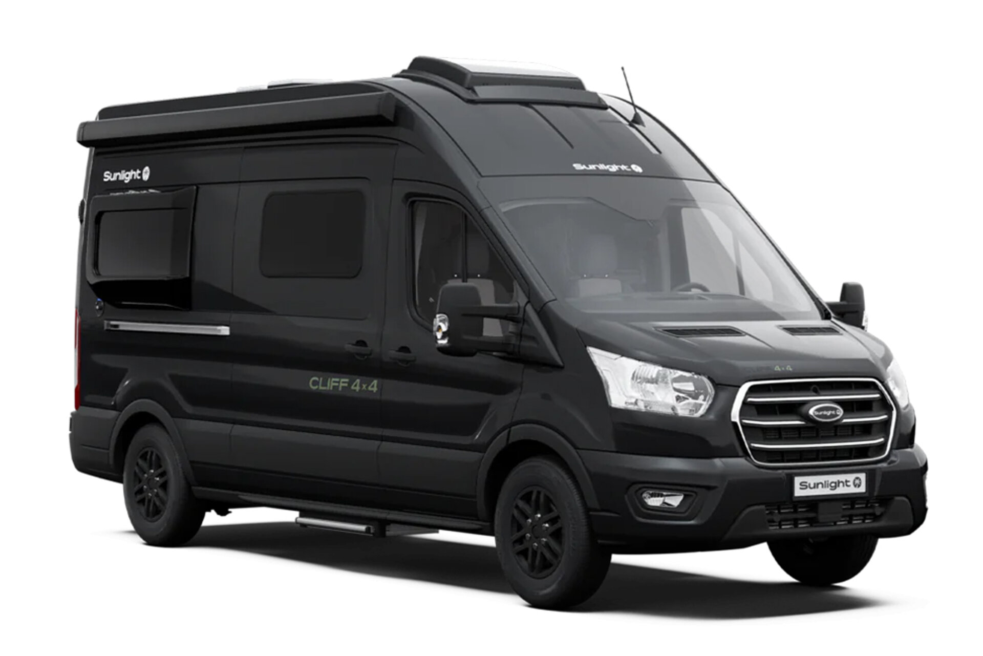 Freisteller schwarzer Camper Van.