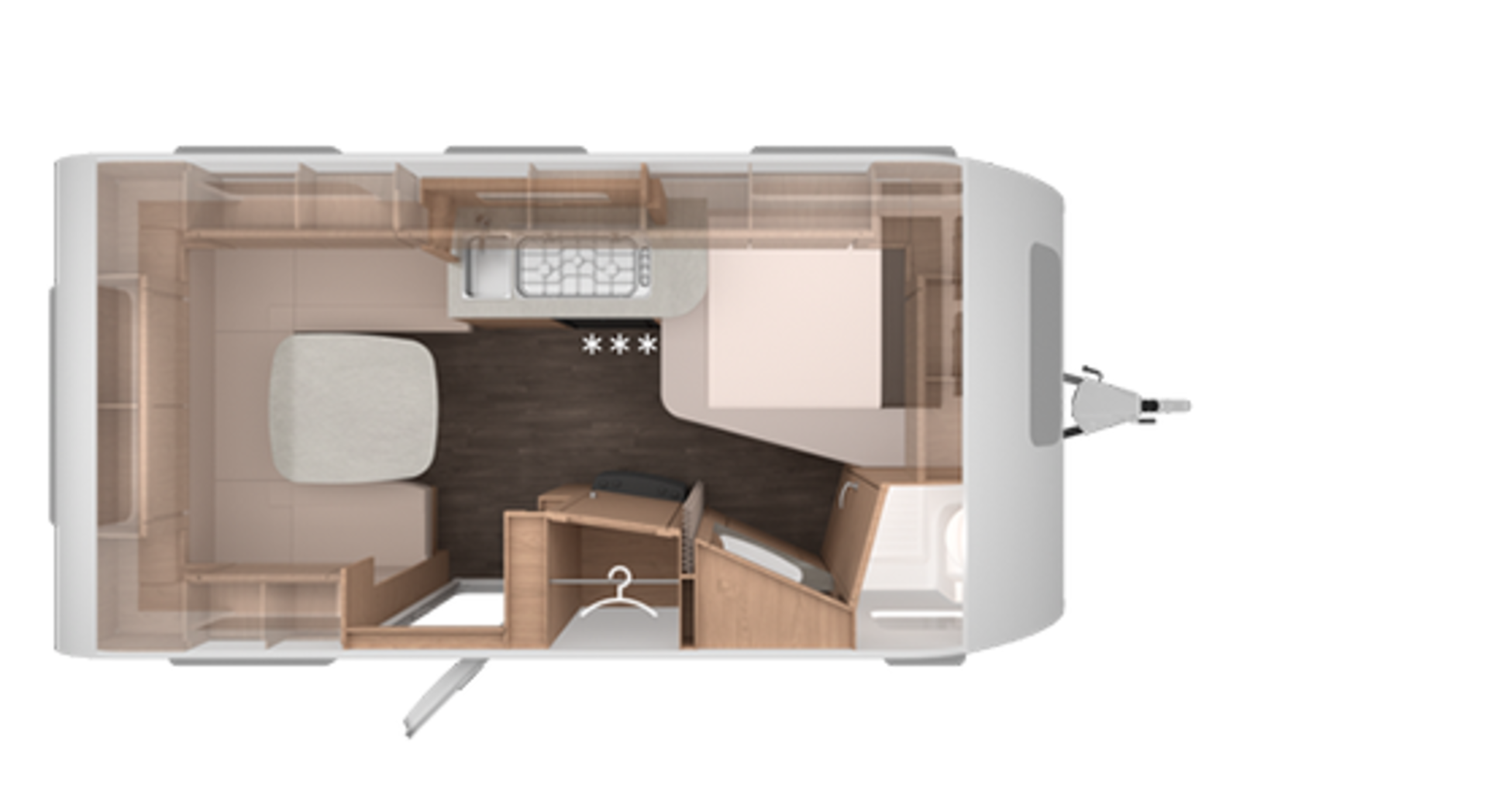 Indeling van de Caravans SPORT 450 FU.