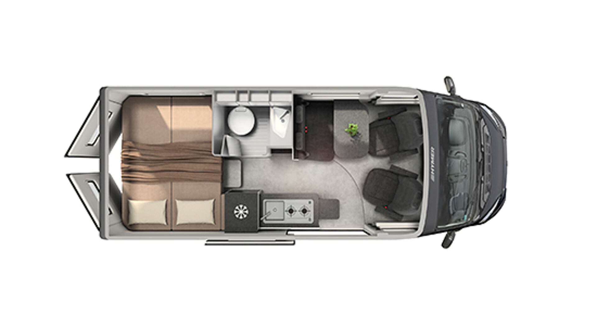 Der Grundriss des HYMER Redwood 600.