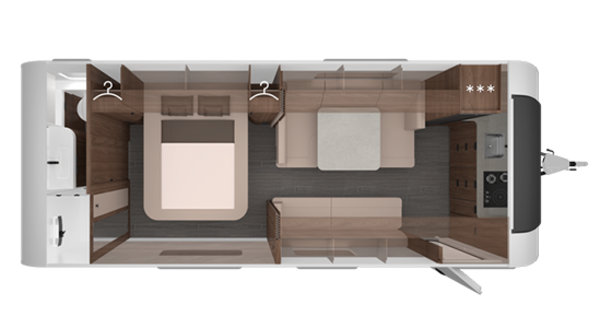 Floor plan of the Caravans NORDWIND 660 PXB.