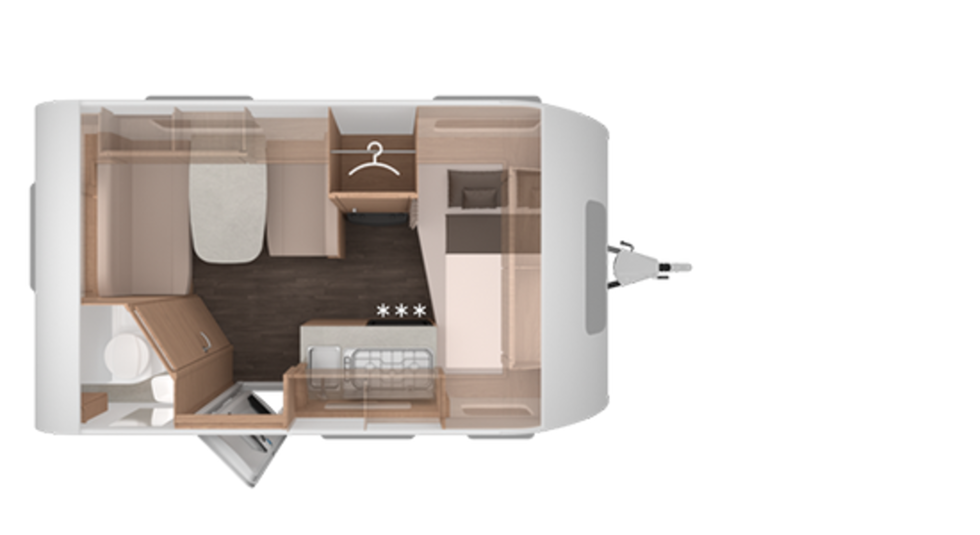 Indeling van de Caravans SPORT 400 QD.