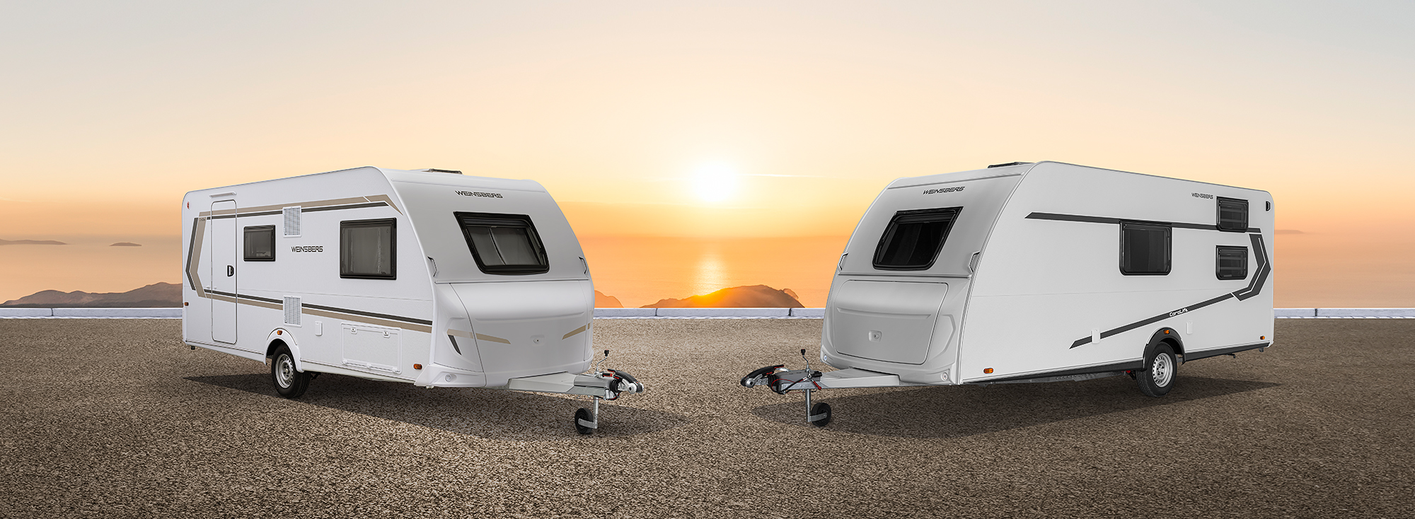 Twee caravanmodellen van WEINSBERG.