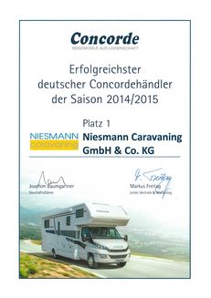 Prix du concessionnaire Concorde le plus performant Niesmann Caravaning