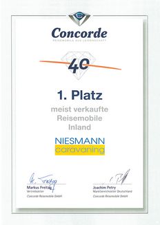 Prijs voor meest succesvolle Concorde dealer Niesmann Caravaning