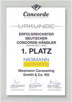 Prix du concessionnaire Concorde le plus performant Niesmann Caravaning